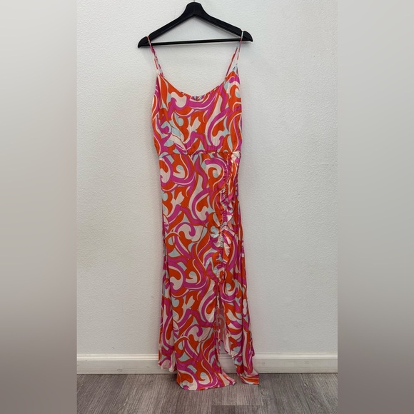 Delfín Vibrant Pink and Orange Women's Dress size M - Picture 3 of 5